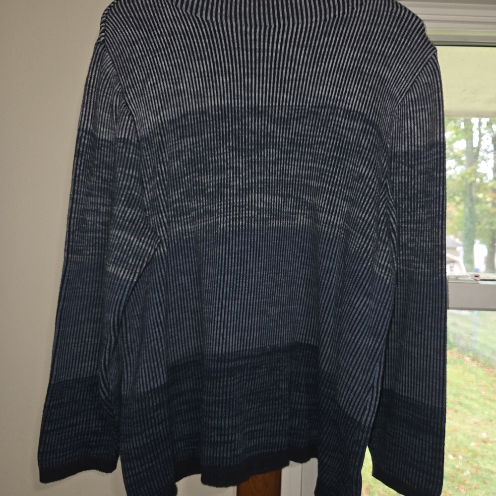CJ Banks Navy and White Striped Sweater